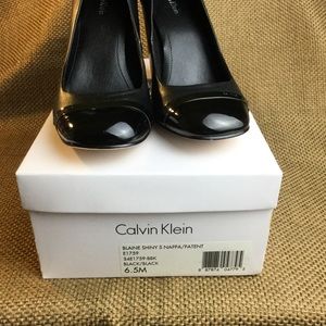 Calvin Klein Black Leather Blaine Heels 6.5 M
